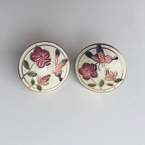 Antique Floral Enamel Earrings